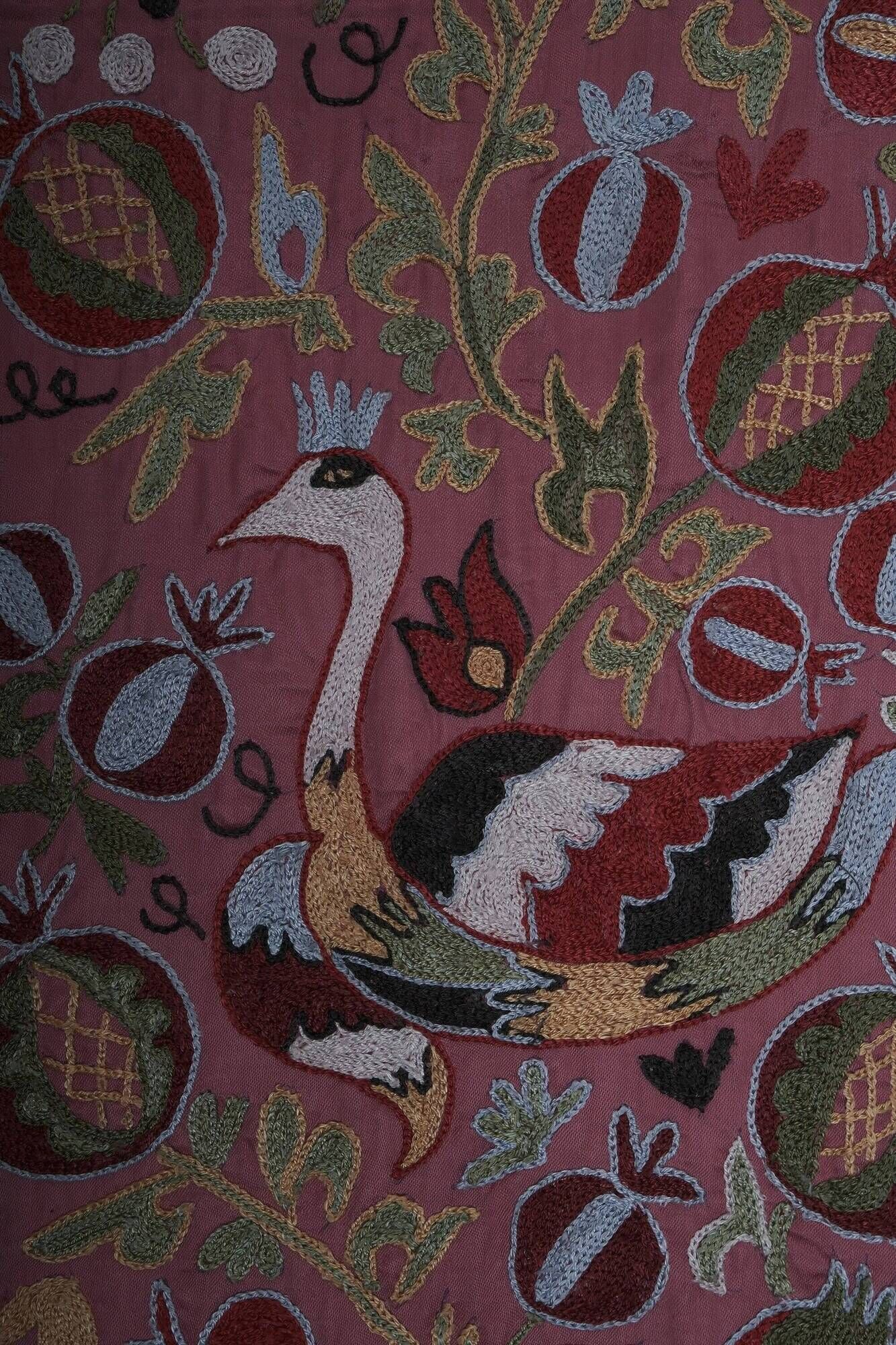 Vintage hand-embroidered tribal tapestry 53x186 cm