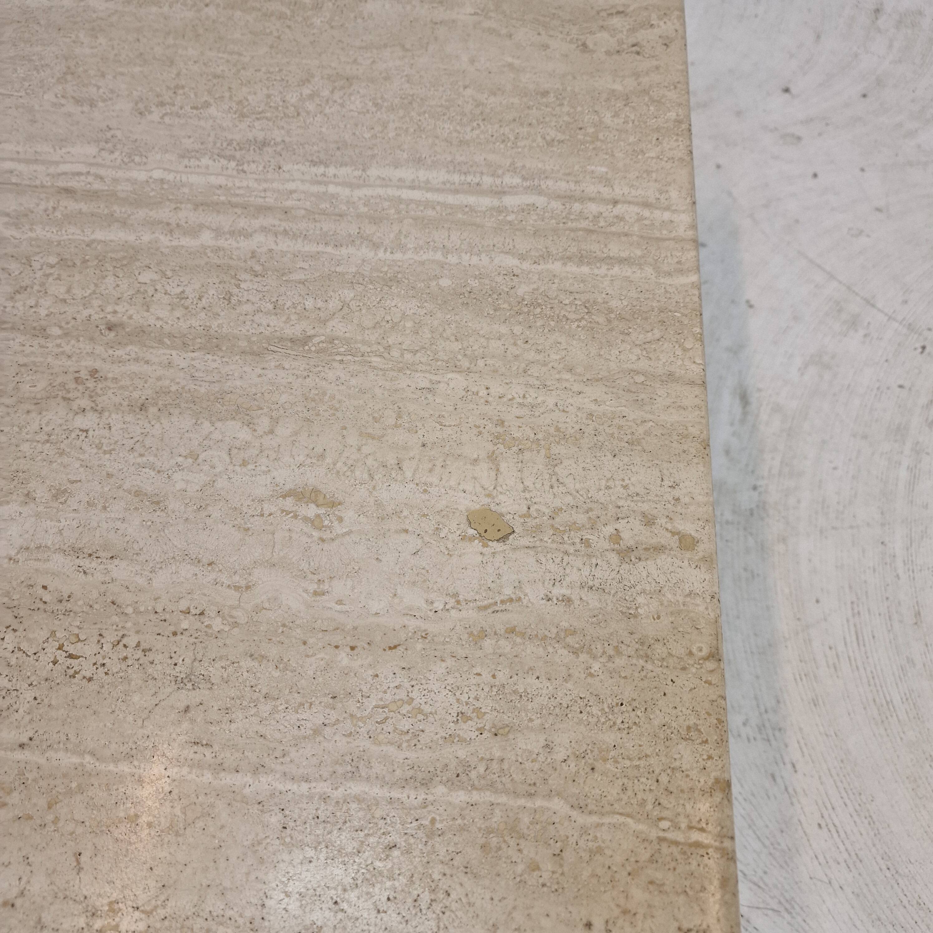 Italian Square Coffee Table in Travertine, 1980s