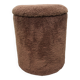 Pouf coffre en moumoute marron, années 1970