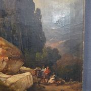 The convoy at the foot of the rocks, 1800s, oil on canvas.