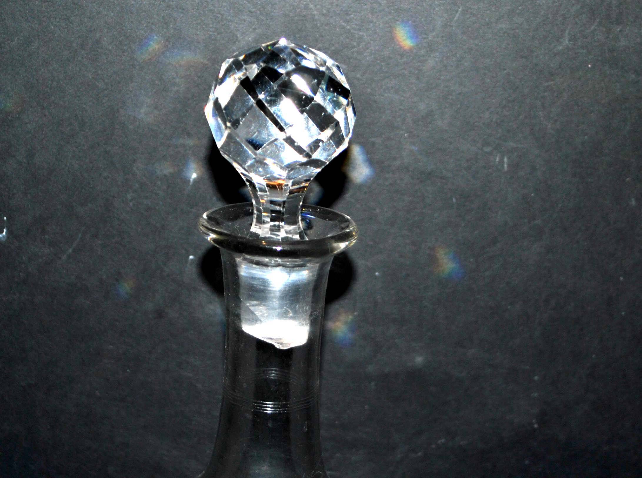 Old acid-etched crystal carafe