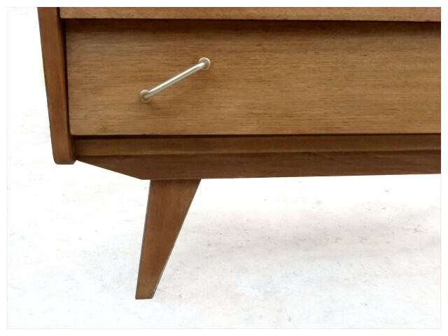 Renovated vintage chest of drawers 1960s golden oak compass feet