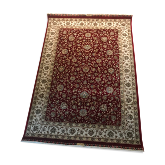 Tapis iranien tissé main en laine et soie, certificat d'origine