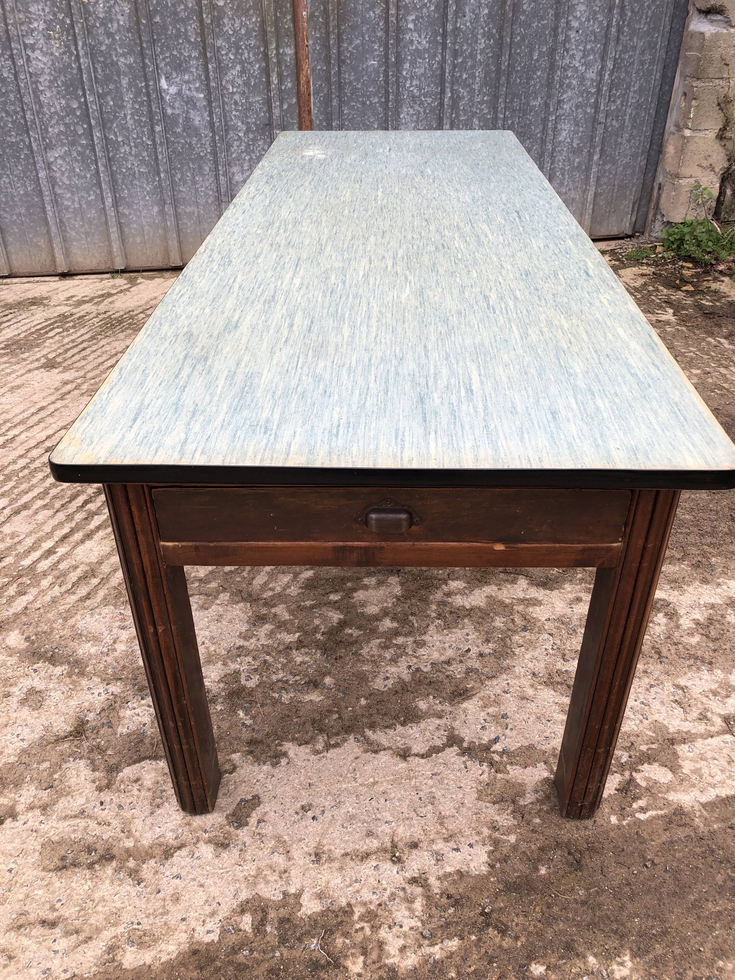 Vintage farm table from the reconstruction period in fir.