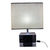 Metal lamp, black plexiglass and its original shade.