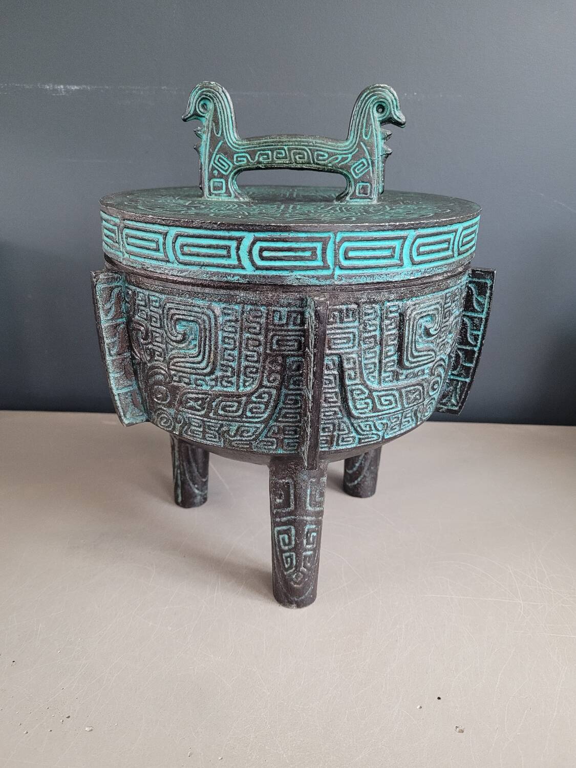 Engraved metal tripod ice bucket