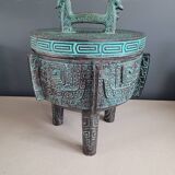 Engraved metal tripod ice bucket