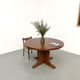 Brutalist round table in solid oak, 1960s.