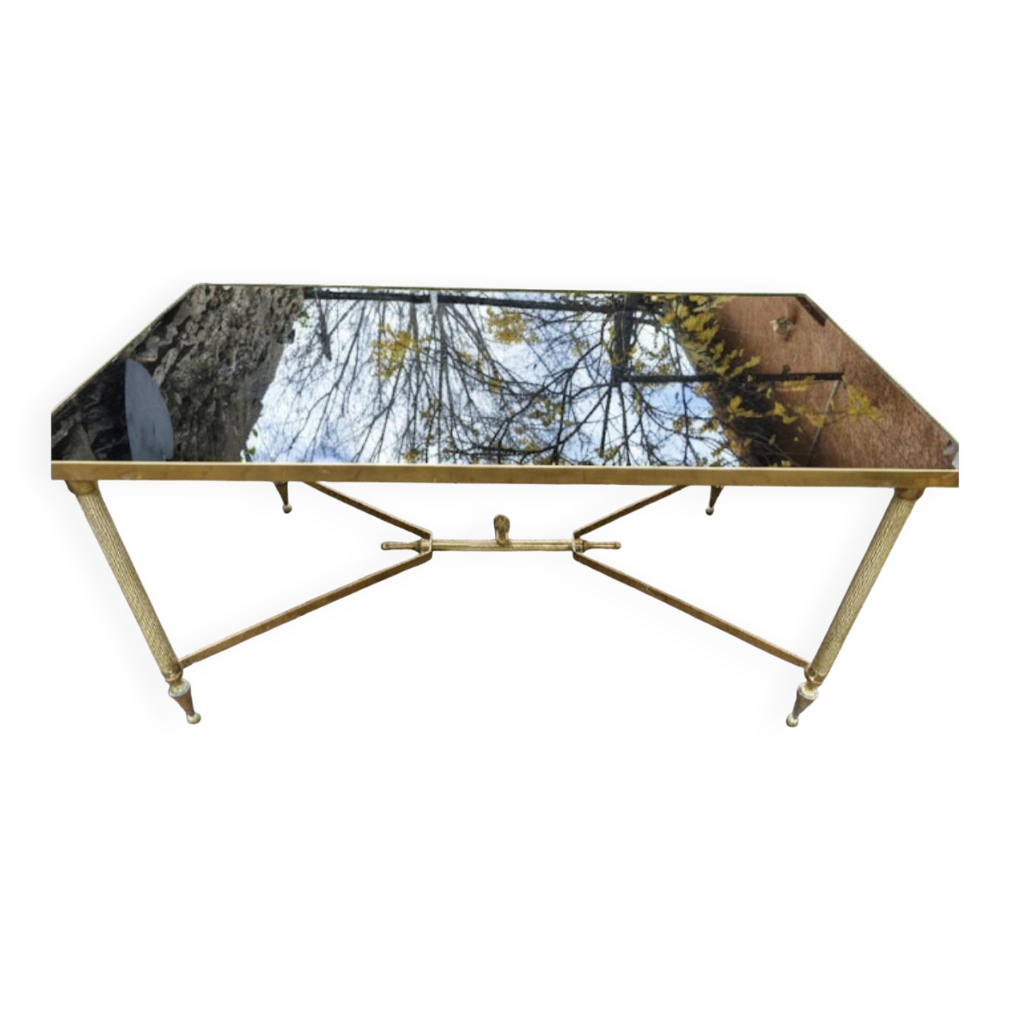 Vintage Coffee Table 60s-70s Gold Brass Hollywood Regency/Jansen Style