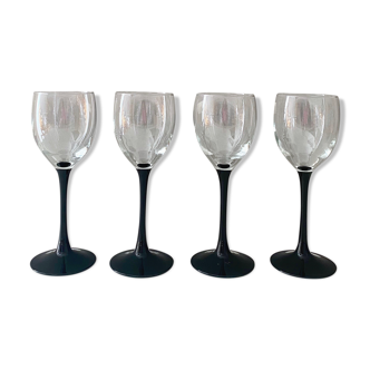 4 verres à vin luminarc domino, verres france, verres à vin blanc, années 90