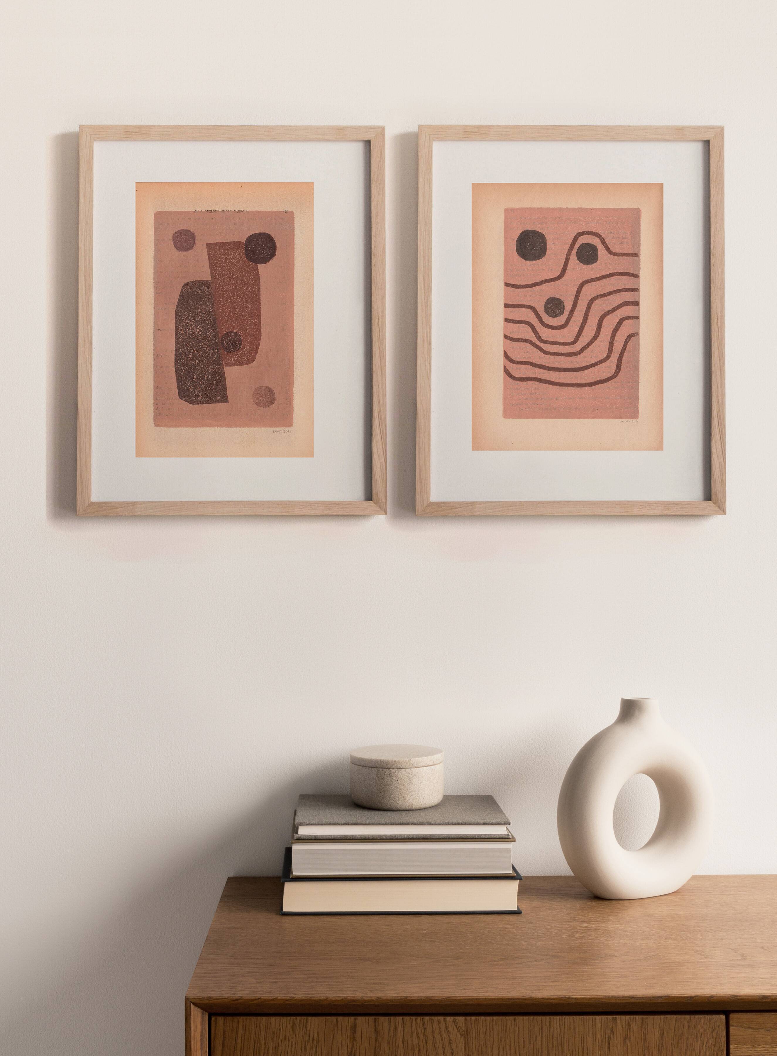 Duo of paintings on paper - M337 and M339 - abstract paintings signed Eawy