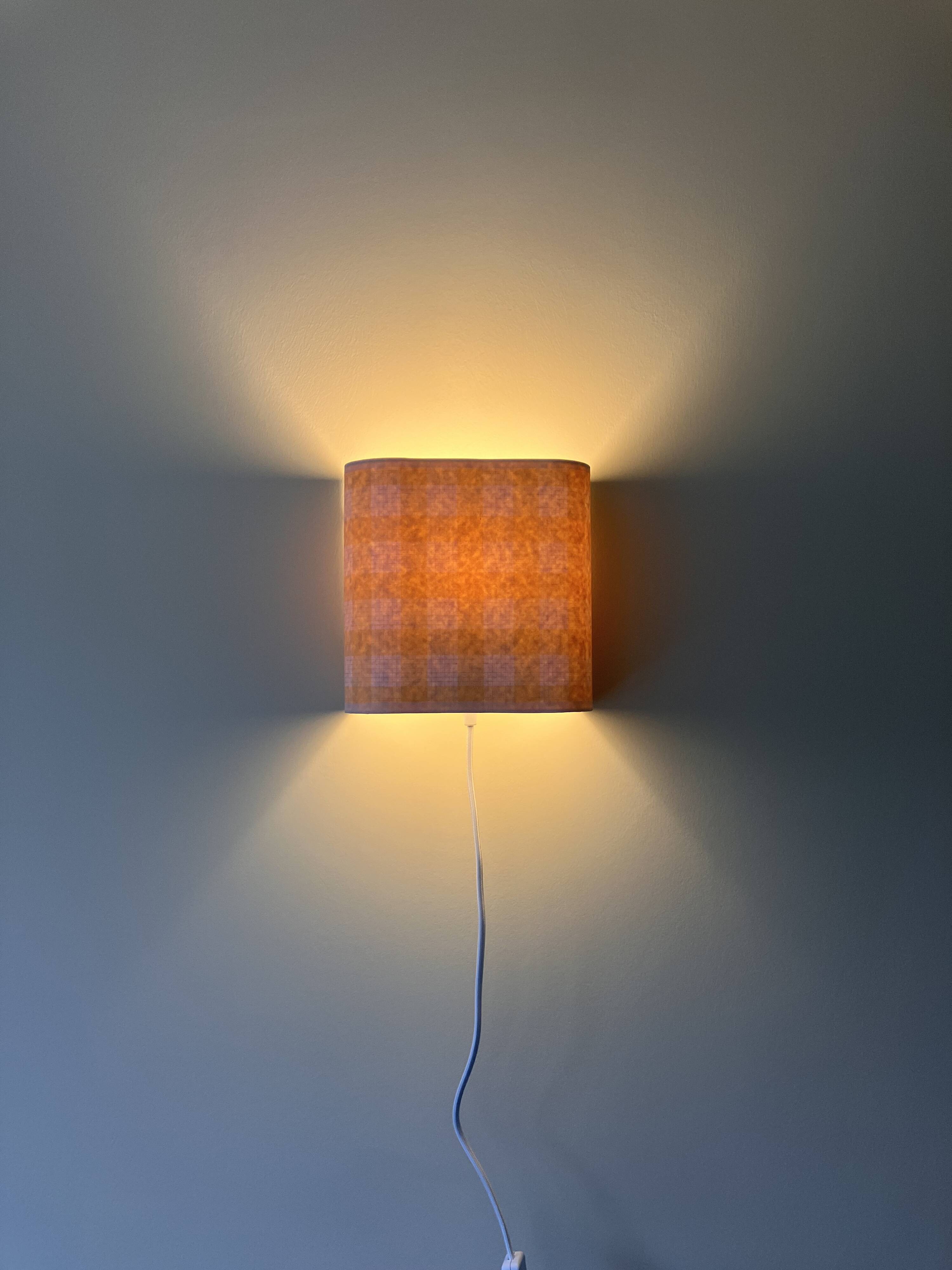 Cream and yellow checked lampshade, 90s cottage style, Habitat.