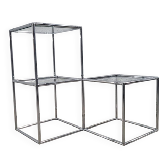 Table d'appoint modulaire en cubes chromés, années 1960 Poul Cadovius Série Abstracta