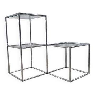 Table d'appoint modulaire en cubes chromés, années 1960 Poul Cadovius Série Abstracta
