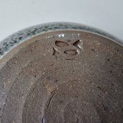 Speckled grey ceramic flowerpot vase Signed Gérald POTT (diameter 12
