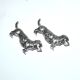 Set of 2 vintage animal knife rests, dachshund and basset hound, in silver-plated metal.