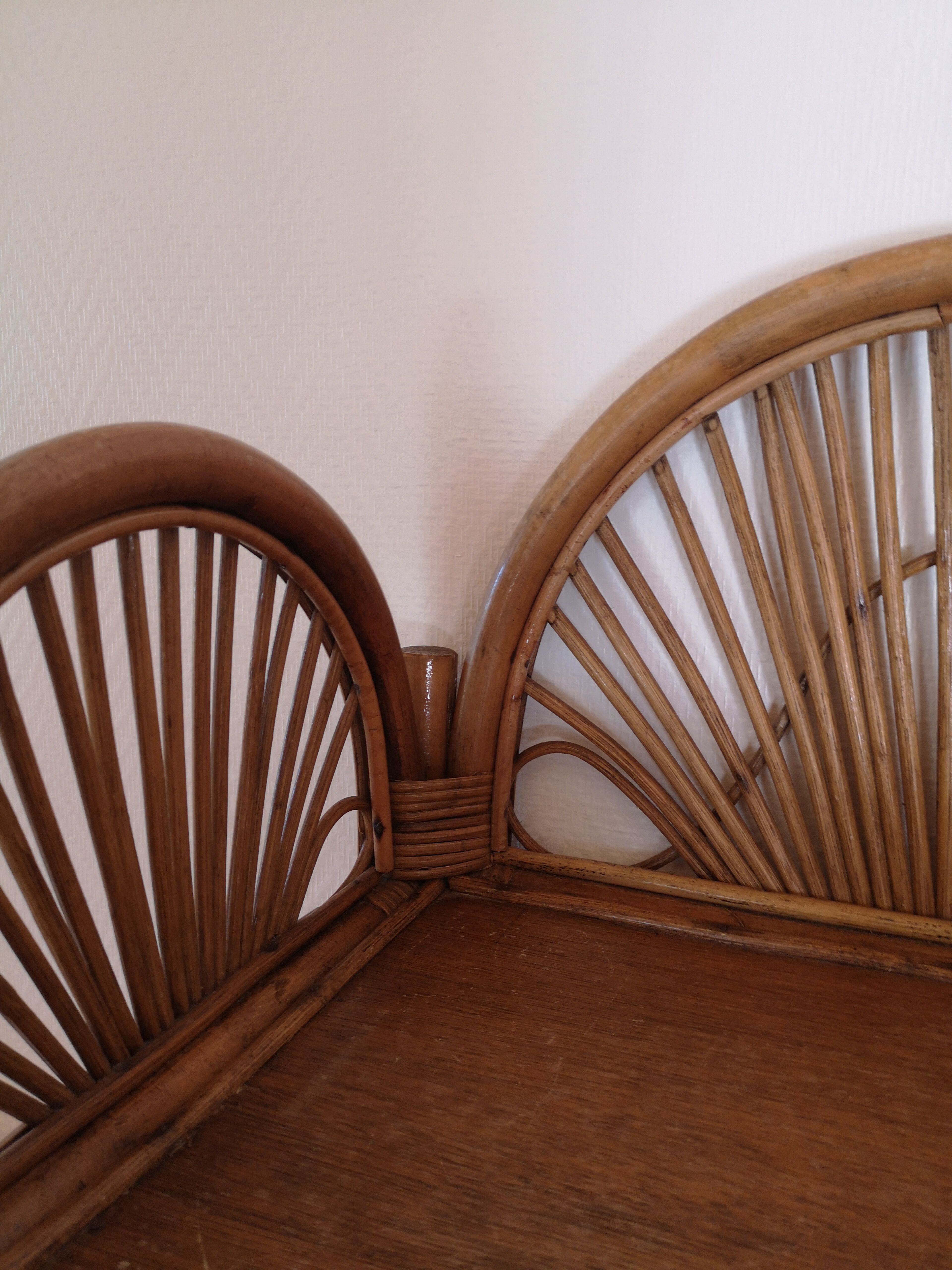 Vintage library in rattan peacock