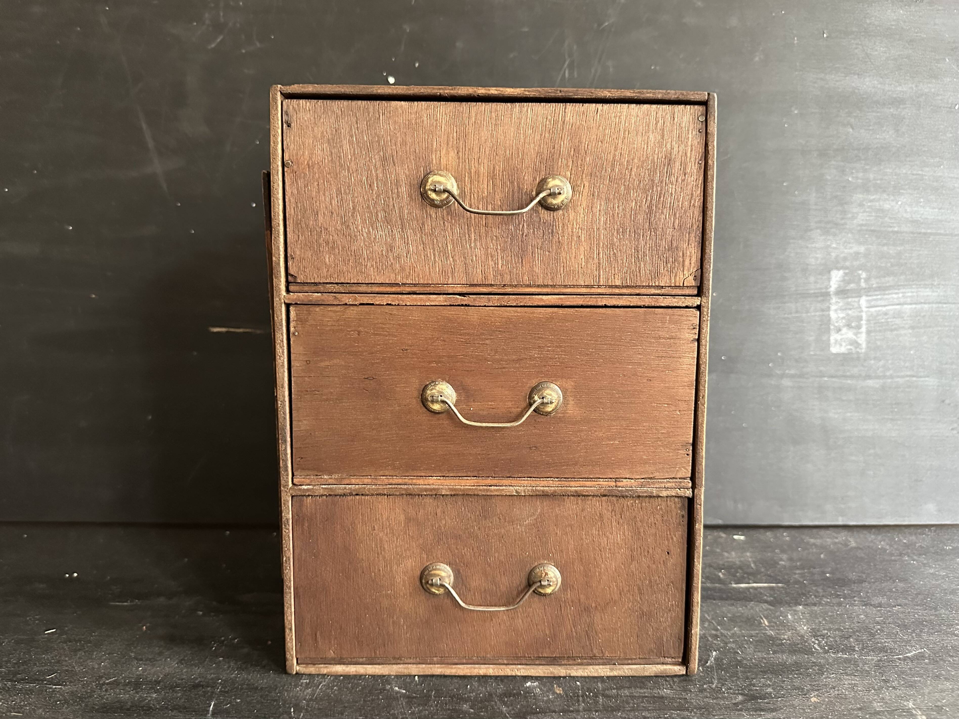 Small antique wooden drawer unit with floral painting, 1900.