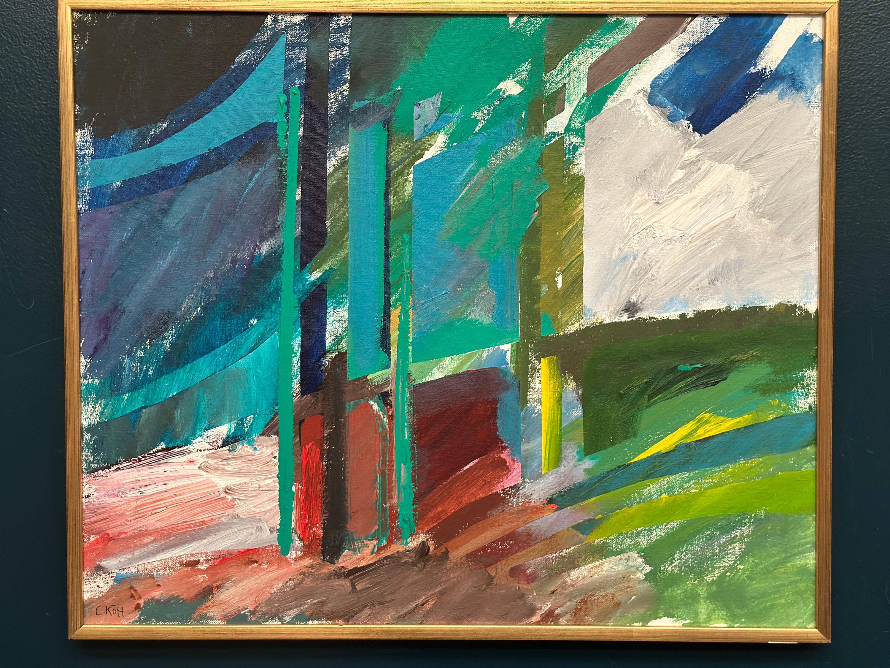 Huile sur toile suédoise – Motif abstrait par Carl Köhler