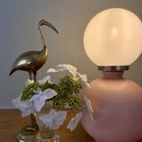 Vintage table lamp in pink ceramic and white opaline