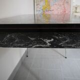 Black and white marbled formica table