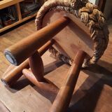 Tabouret tripode en corde