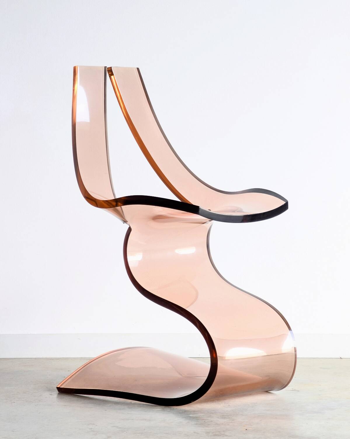 Vintage smoked plexiglass sculptural chair by Michel Dumas, 1970.