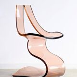 Vintage smoked plexiglass sculptural chair by Michel Dumas, 1970.