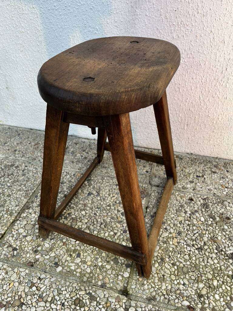 Industrial wooden stool