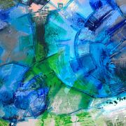 Abstract flowers, modern canvas signed by Myriam Guenaizia.