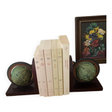 Pair of wooden globe bookends