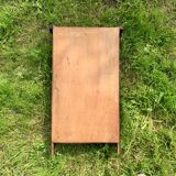 Old carved wooden medicine cabinet with beveled mirror