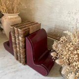 Pair of Italian leather bookends from the 60s