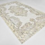 Tapis Persan Vintage Crème Fait Main, Élégance Florale Classique, 194x328