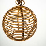 Chandelier en bambou sphérique vintage des années 1950