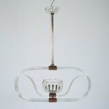 Art Deco Clear Murano glass chandelier. Italy 1940s