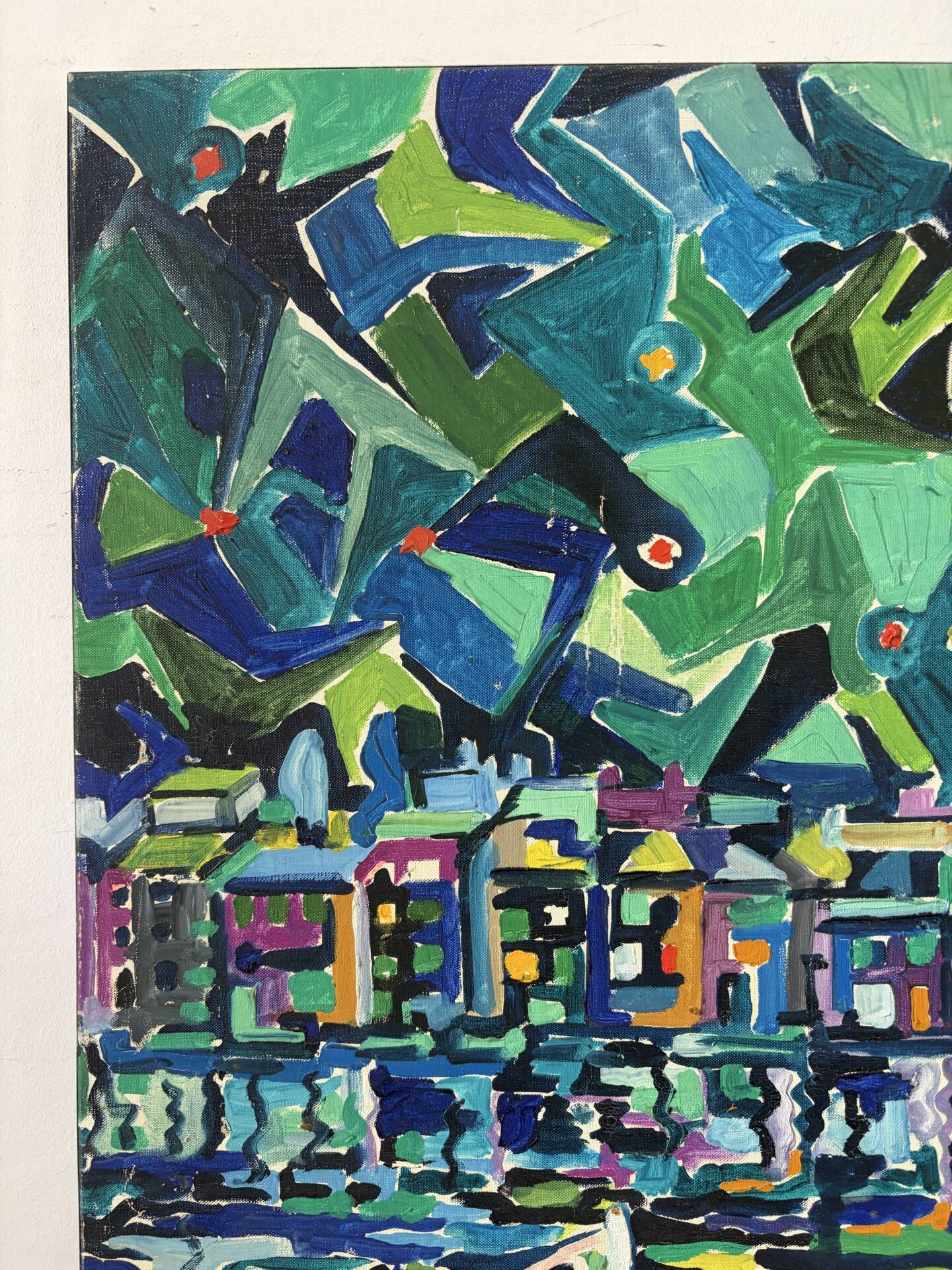Abstract port landscape, oil on canvas