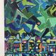 Abstract port landscape, oil on canvas