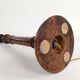 Hand-turned bramble wood lamp foot with golden twisted fabric cable