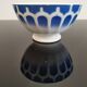 Vintage Earthenware Bowl Blue Stencil Decor, Art Deco Digoin/Sarreguemines
