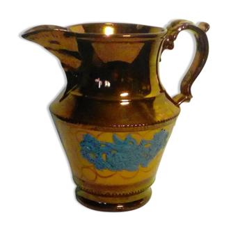 Pitcher in faience of jersey decor a l'oiseau