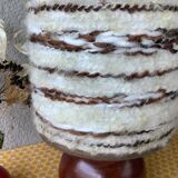 Seventies wood lamp and hippy chic wool lampshade