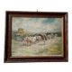 Painting of a Basque shepherd and his cows / antique oil painting