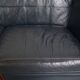 2.5-Seater Art Deco Sofa with Woodwork and Dark Blue Cowhide Leather