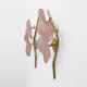 Pair of pearly pink Murano glass and brass wall lights