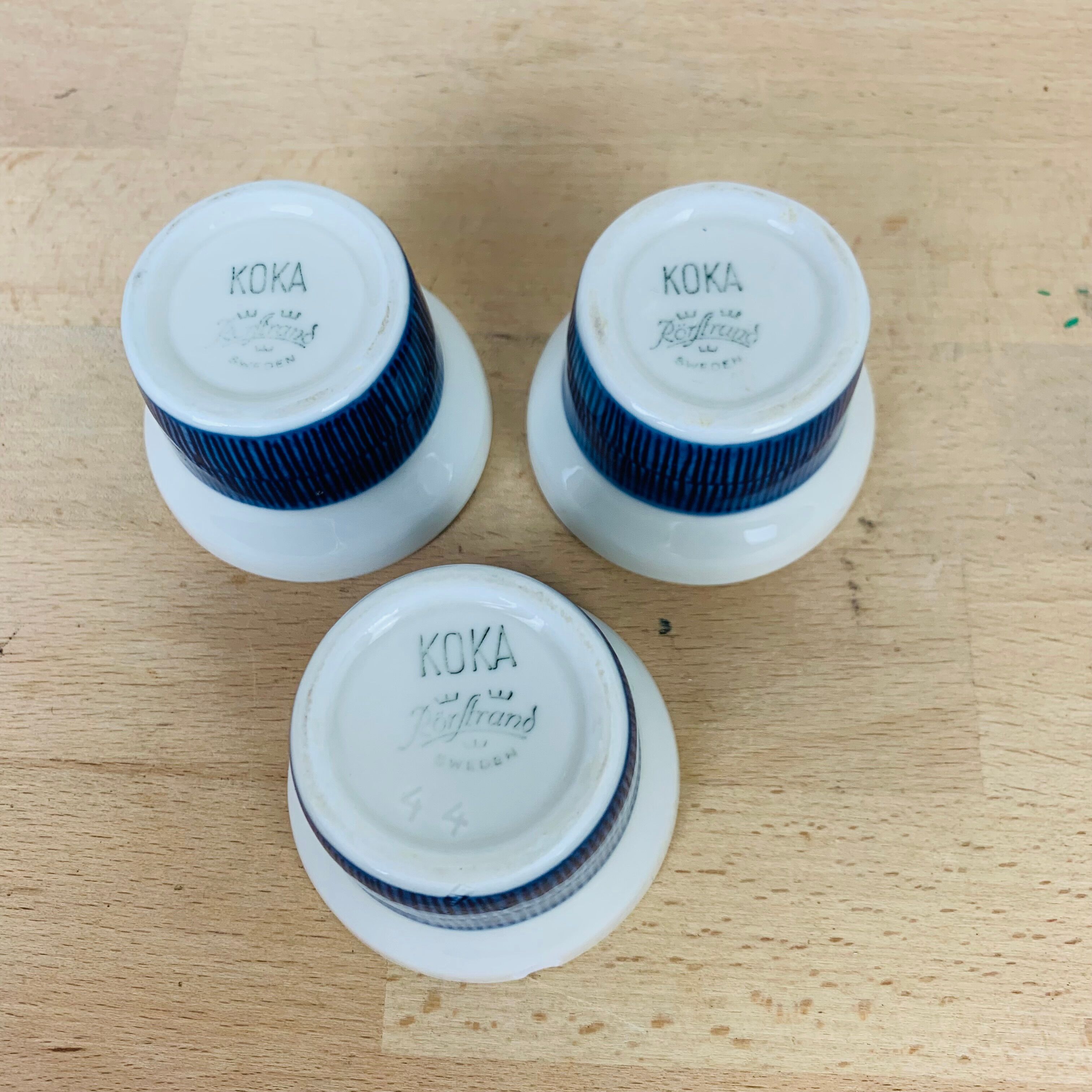 3 Koka ceramic shells by Rörstrand Sweden, Scandinavian