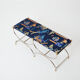 Brass jacquard steel curule bench from Maison Jansen circa 1960