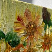 Huile sur toile d’un bouquet de tournesols