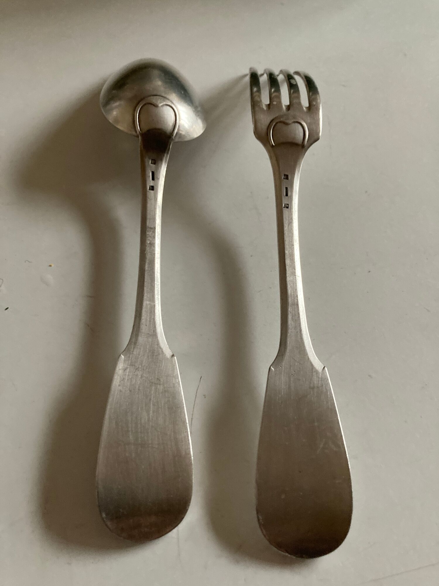 6 forks and 6 spoons in silver metal Cluny Vieux Paris circa 1900