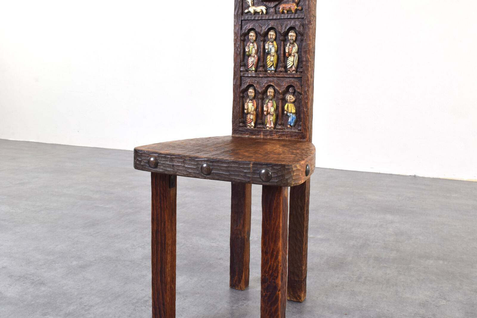 Chaise haute espagnole d'Ormecasa avec Jésus et les Apôtres, années 1970.